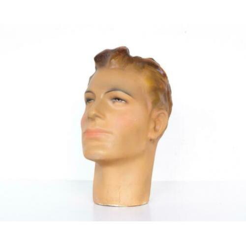 Vintage retro mannequin hoofd paspop kop antiek gips 1950