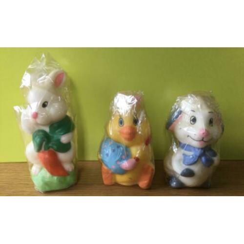 Vintage 3 Paasfiguren, Kaarsen.