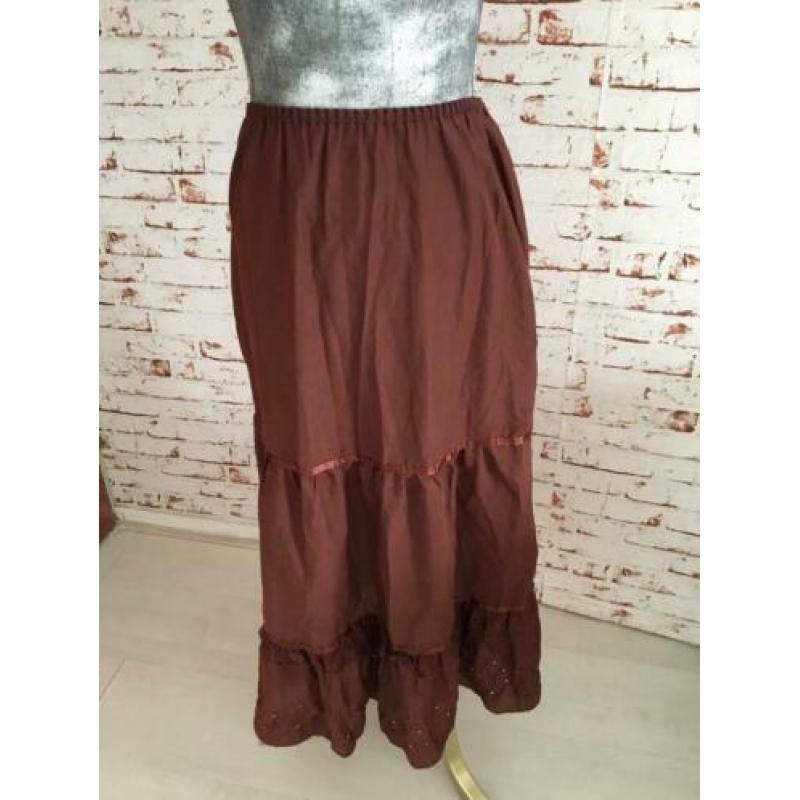 Bruine katoenen hippie rok maat 36