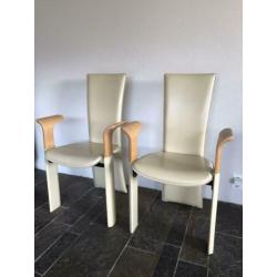 Leren eetkamer stoelen, vintage design