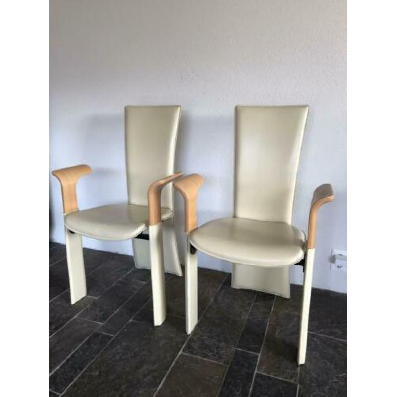 Leren eetkamer stoelen, vintage design