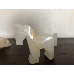 Marmer onyx beeldjes, schildpad en paard
