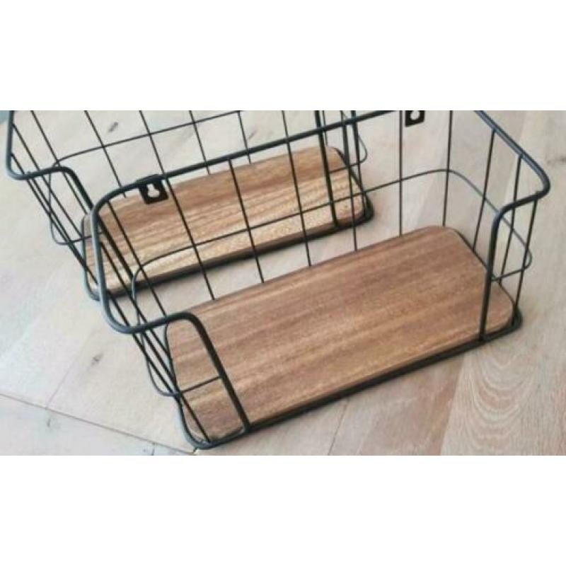 Zwart metalen wandrekjes 30x15x15