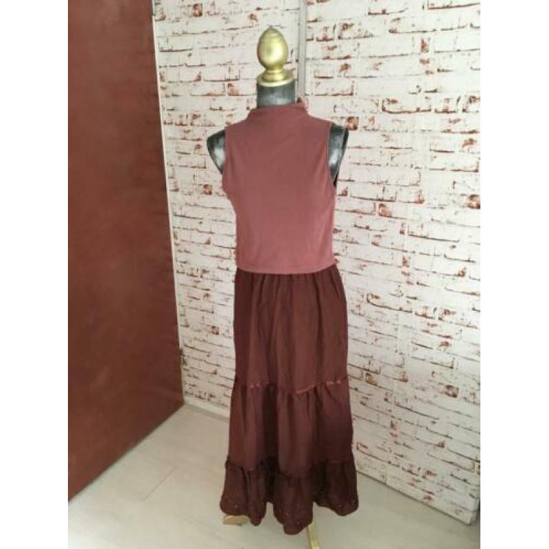Bruine katoenen hippie rok maat 36