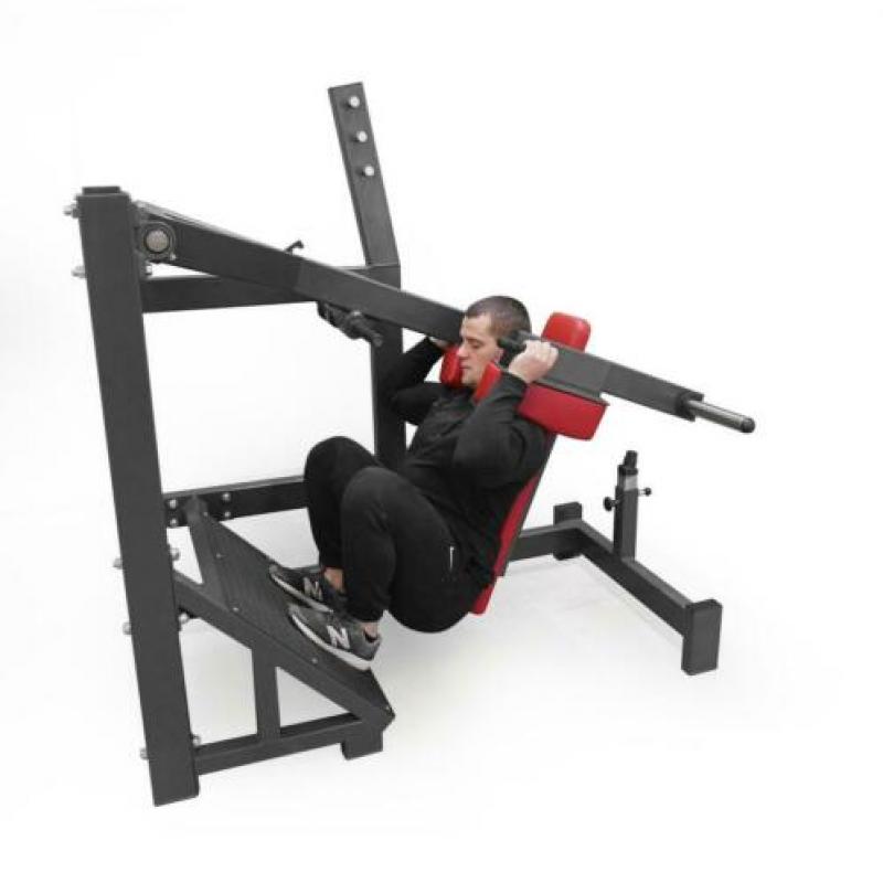 Pendulum squat machine.