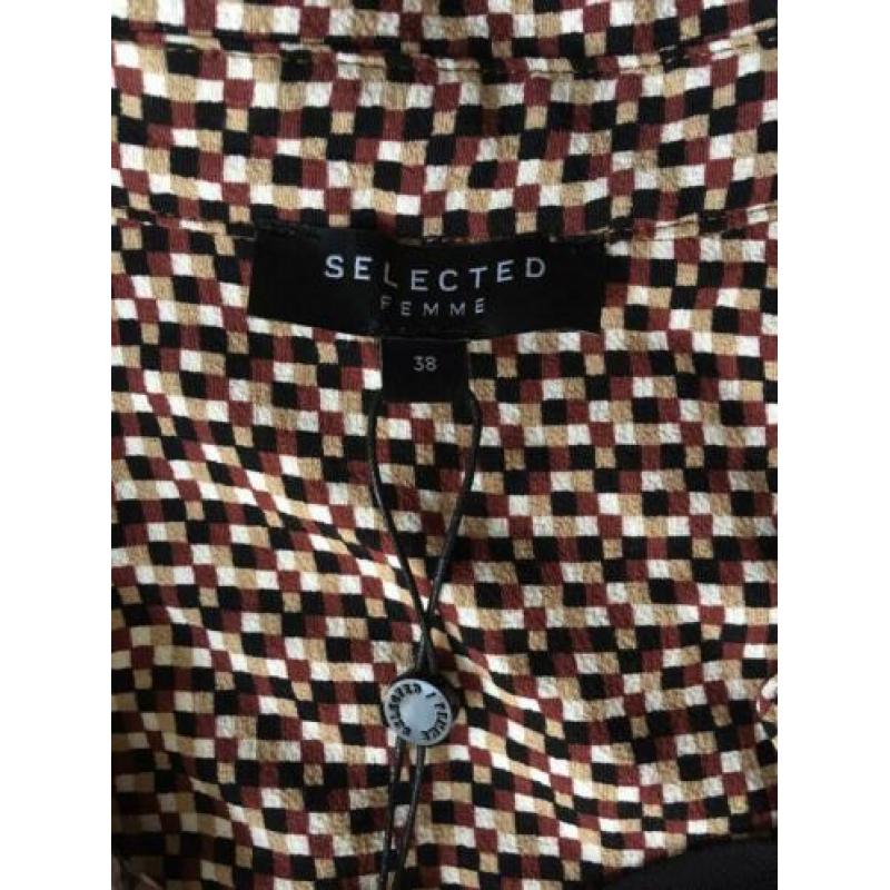 NIEUW: Selected Femme Retro Fifties Jurk Lang Print Maat M