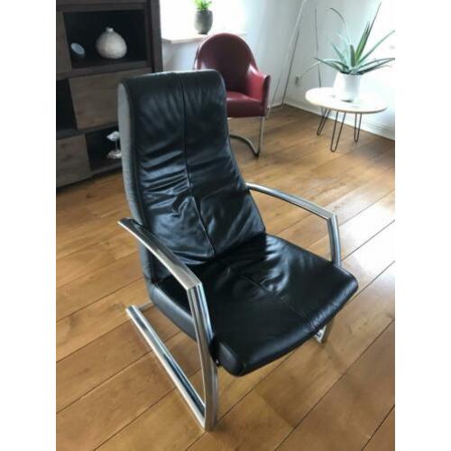 Topform, relaxstoel zwart met rvs onderstel