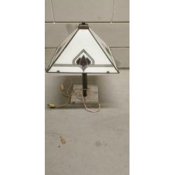 Glazen hanglamp en tafellamp samen 25