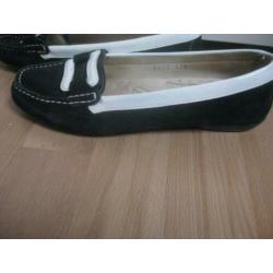 maat 37,5 TREMP suede instappers blauw wit