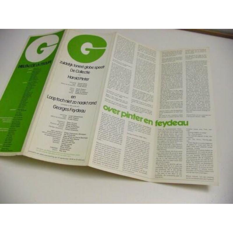 Programma boekje Zuidelijk Toneel Globe: Pinter en Feydeau