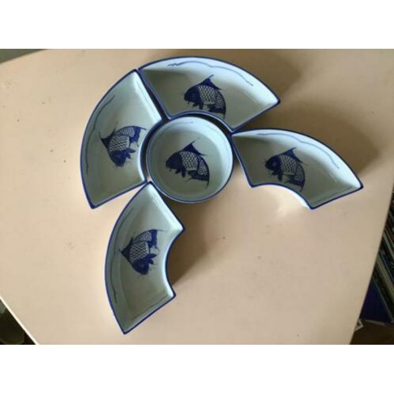 Schalenset 5delig, Chinees porselein, Karper