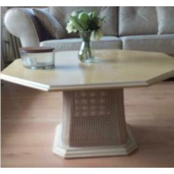 achthoekige houten salontafel met webbing voet