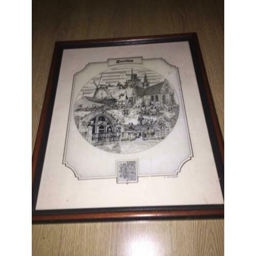 Afbeeldingen Gemeente Zaandam in lijst 45 cm x 37 cm
