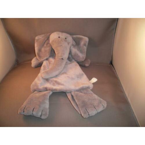 difrax olifant elliot grijs velours van kop tot poot 35 cm