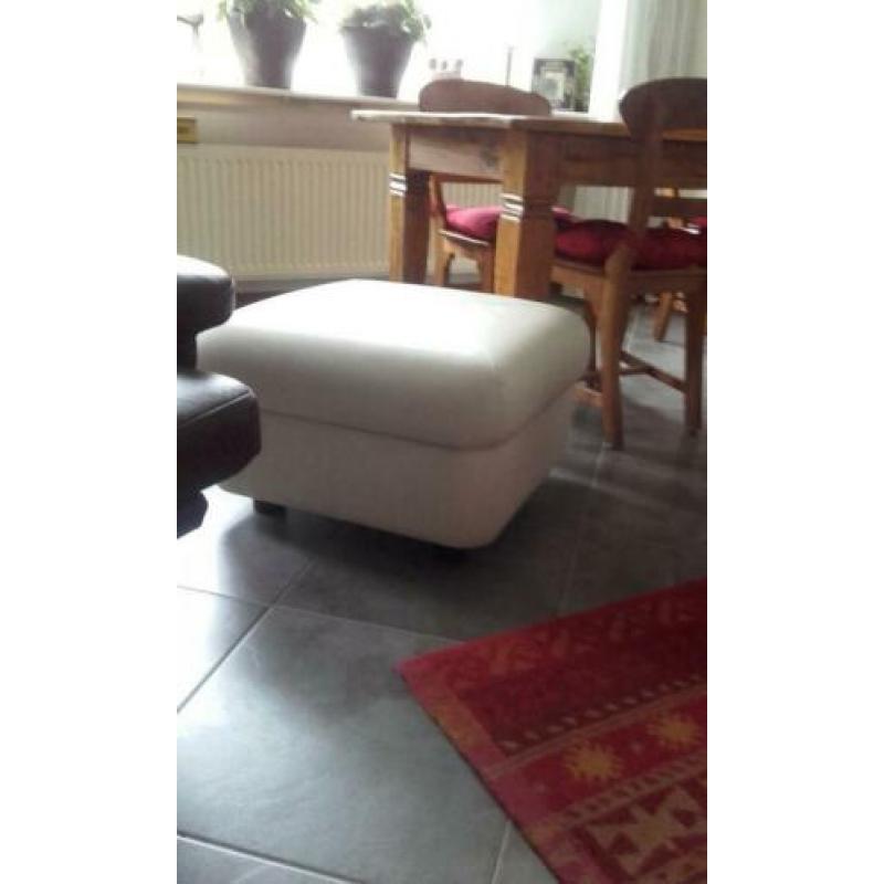 Leren poef/hocker met opbergruimte