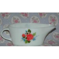 Vintage juskom sauskom roze roos melkglas JAJ England (686)