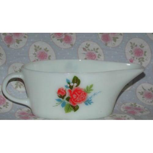Vintage juskom sauskom roze roos melkglas JAJ England (686)