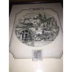 Afbeeldingen Gemeente Zaandam in lijst 45 cm x 37 cm