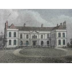 Antieke ingelijste ets uit Engeland van Hintlesham hall.