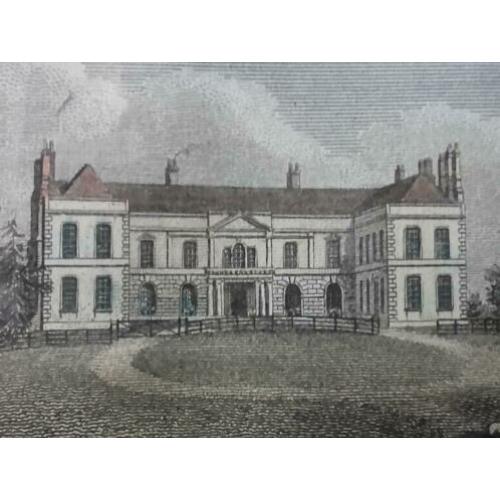 Antieke ingelijste ets uit Engeland van Hintlesham hall.