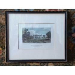 Antieke ingelijste ets uit Engeland van Hintlesham hall.