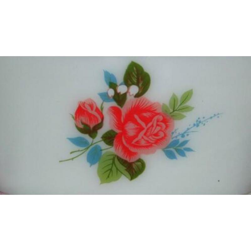 Vintage juskom sauskom roze roos melkglas JAJ England (686)