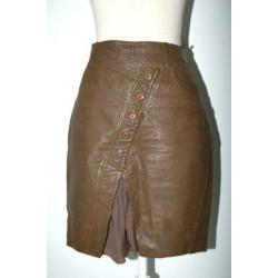 THE BARN leren rok, lederen rokje, leer, bruin, Mt. 38