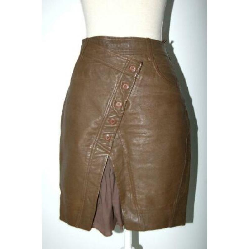 THE BARN leren rok, lederen rokje, leer, bruin, Mt. 38