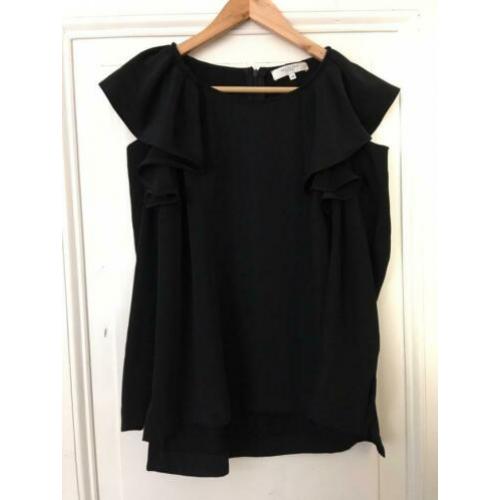 NIEUW: Selected Femme Blouse Cut Out Shoulder Zwart Maat 38