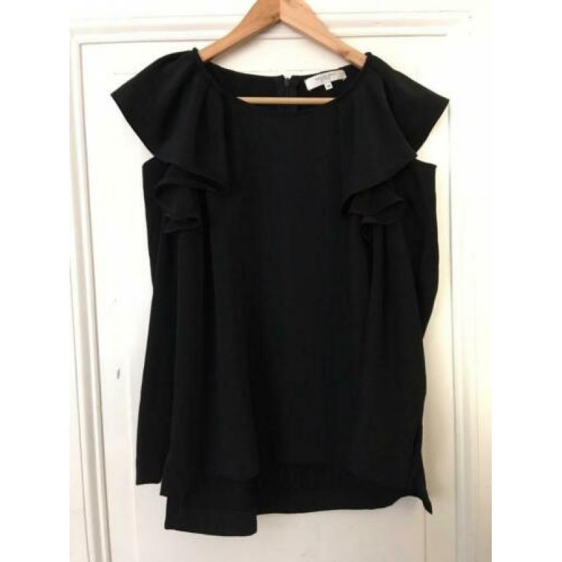 NIEUW: Selected Femme Blouse Cut Out Shoulder Zwart Maat 38