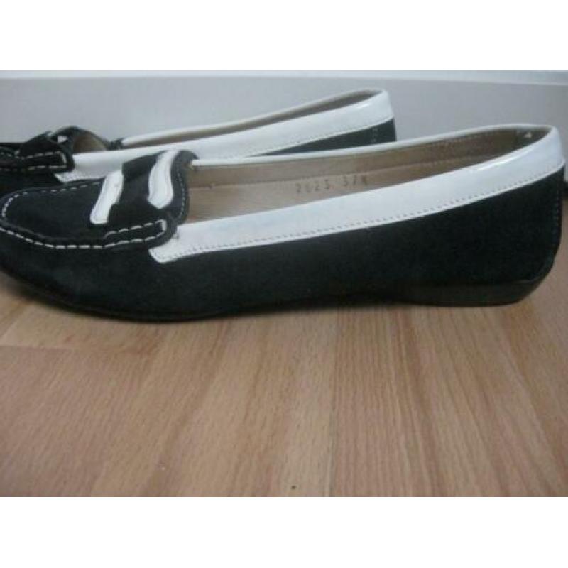 maat 37,5 TREMP suede instappers blauw wit