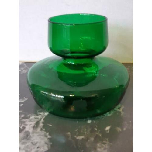 Mooie vintage groene vaas, doorsnee 14x H 12 cm