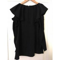 NIEUW: Selected Femme Blouse Cut Out Shoulder Zwart Maat 38