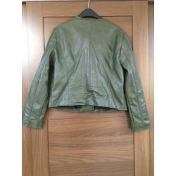 Lether look groen biker jasje maat XL mango casual