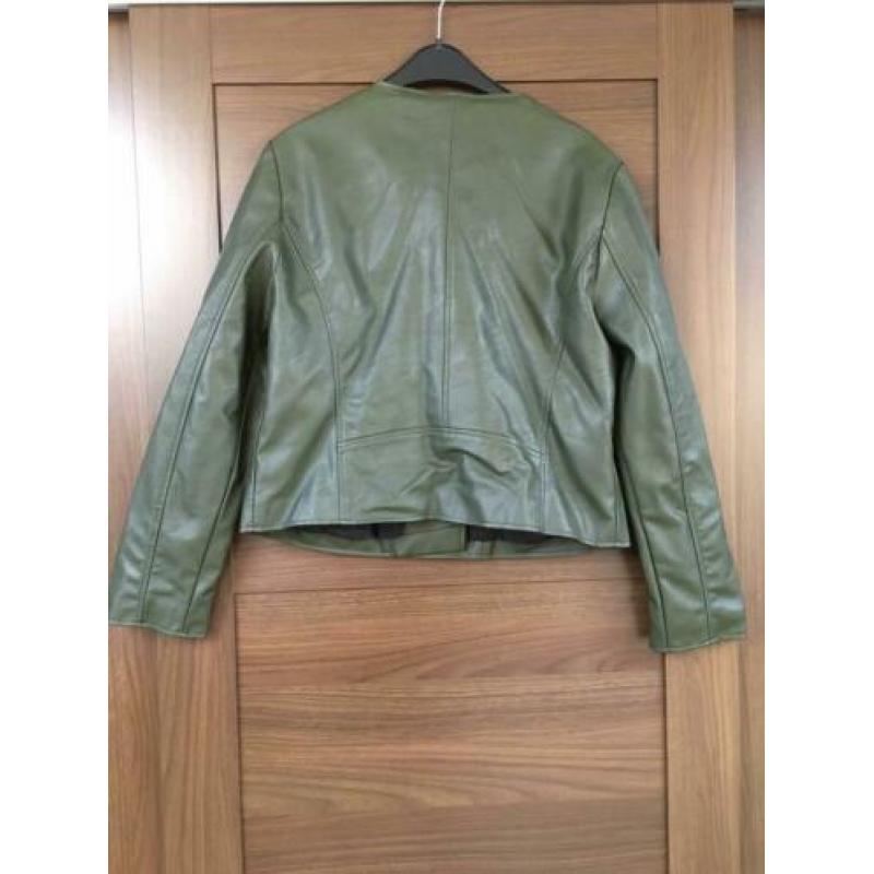 Lether look groen biker jasje maat XL mango casual