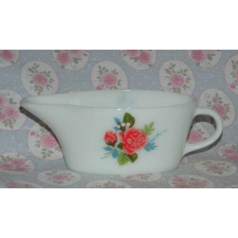 Vintage juskom sauskom roze roos melkglas JAJ England (686)