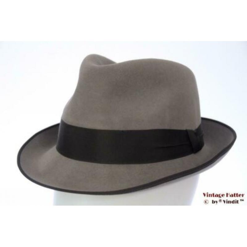 Vintage Gleufhoed Antilope licht grijs vilt 56