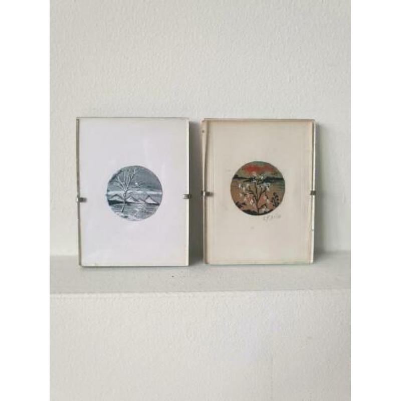Gesigneerde miniatuur schilderijtjes