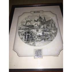 Afbeeldingen Gemeente Zaandam in lijst 45 cm x 37 cm