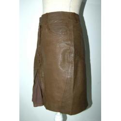 THE BARN leren rok, lederen rokje, leer, bruin, Mt. 38