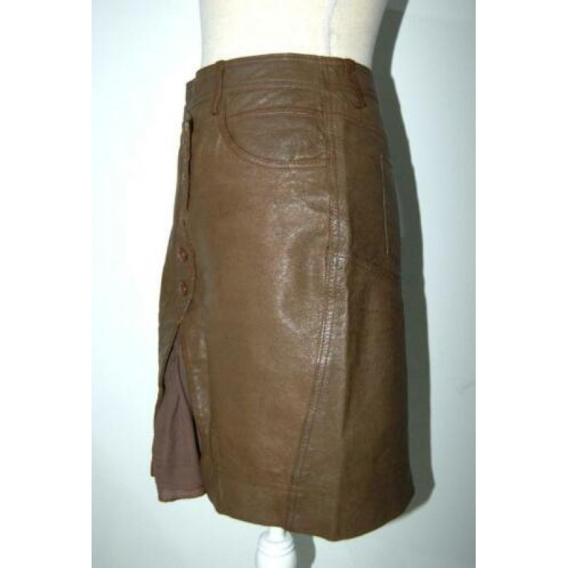 THE BARN leren rok, lederen rokje, leer, bruin, Mt. 38