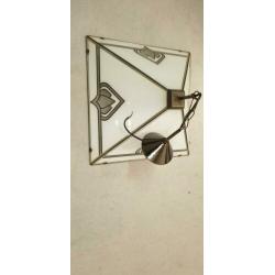 Glazen hanglamp en tafellamp samen 25