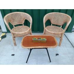 Vintage, rotan set, 2 stoelen, Rohé/TRIO Noordwolde