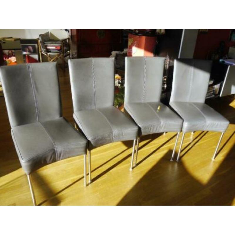 Lederen eetkamerstoelen (zwart)