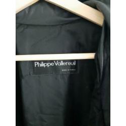 Philippe Vallereuil vintage suède jas, maat 48, mist 1 knoop