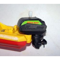 Mooie vintage speedboat met opwindbaar motortje. Igs.