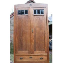 Brocante Art Deco Art Nouveau houten linnenkast kast