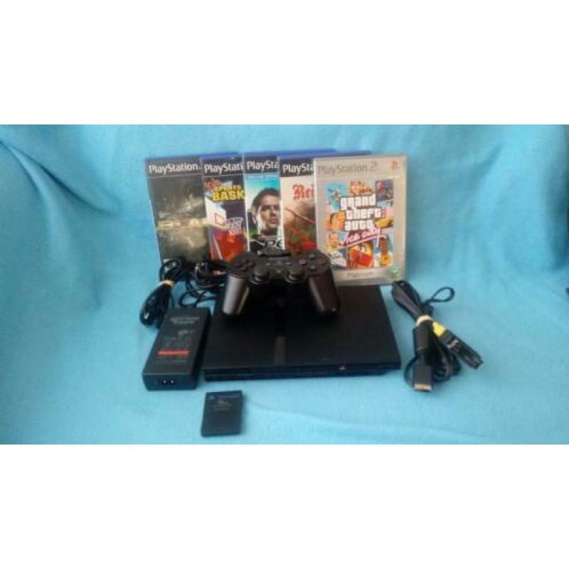 PlayStation ps 2 slim 5 games controller schoon en getest
