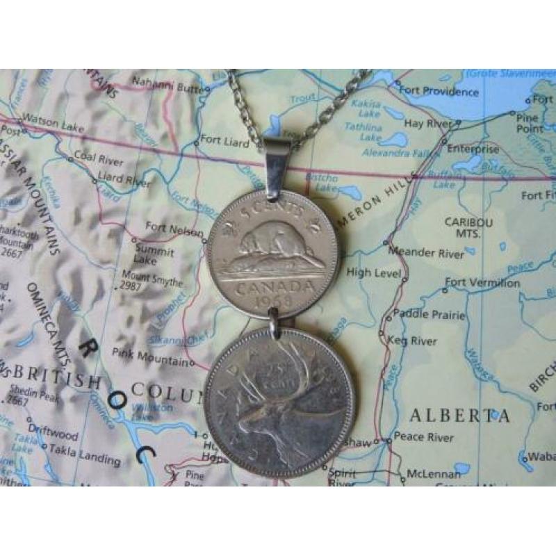 Canada: originele munt ketting/sleutelhanger reiscadeau