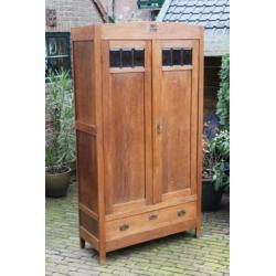 Brocante Art Deco Art Nouveau houten linnenkast kast